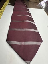 Grand Pric Maroon And Silver Striped Tie All Silk Made In USA 58”x4” Necktie