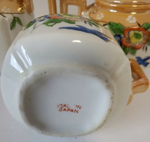 Vintage Tea Set. Flowers. Set Of 3. 3 X 4 1/2 Inches Tall Japan - Picture 5 of 5