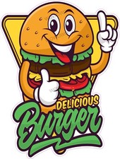 Catering van unit sticker Burger mascot trailer decal hot food 200x145 design 4