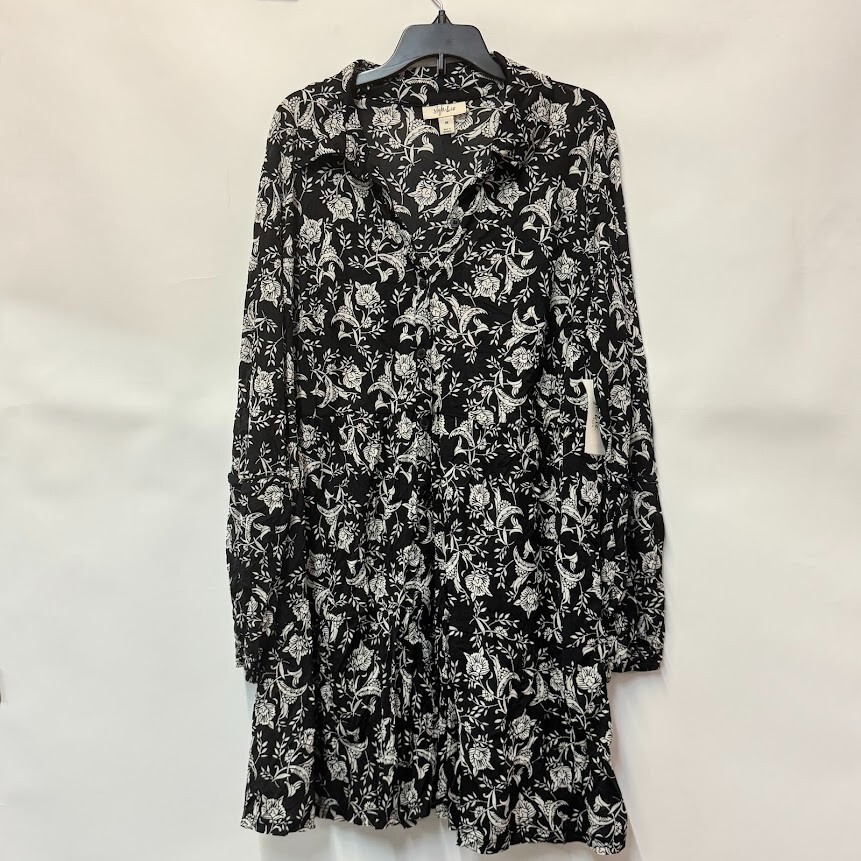 Style & Co Womens Plus 0X Shadow Blossom Black Mesh Tunic Top NWT CJ30