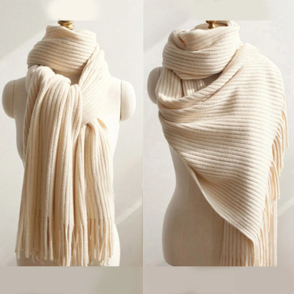 Women's Tassel Knitted Long Scarf Winter Warm Scarves Soft Shawls Wraps Gifts ∂ - Image 4 of 4