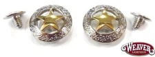 2 Pack Texas Star 18K Gold Plated Conchos 3/4" Screw Back by Weaver Free Ship