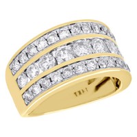 14K Gelbgold Rundschliff Diamant Ehering Damen 12Mm Kanaleingefasster Ring 2 Ct