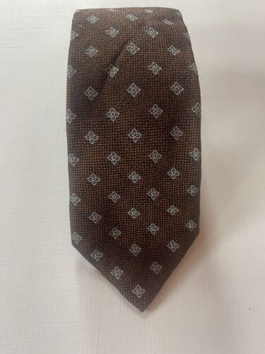 NWT SUITSUPPLY Woven 100% Silk Neck TIE Brown & Black Florets Made In Italy