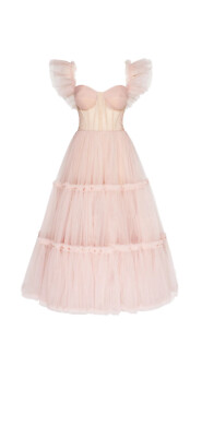 Mlla dress Misty Rose Ruffled Tulle Midi Dress | eBay
