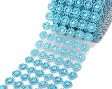 10YD Turquoise Diamond Bling Mesh Rhinestone Ribbon Wrap Wedding Decoration 4"