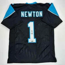 Facsimile Autographed Cam Newton Carolina Black Reprint Jersey Size Men's XL