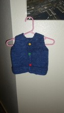 Vintage-sweater vest-1988-one baby-blended yarn-blue-medium 3-6 month