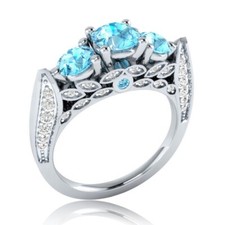 3.15 CT Simulated Aquamarine Women Ring Silver Plated Christmas Gifts Ring