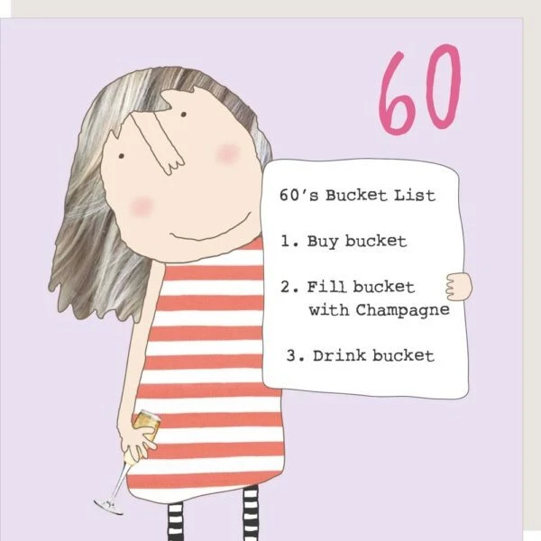 Champagne Bucket List 60th Birthday Card - Rosie Made a Thing Greeting Card