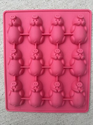 Mobi 12 Little Pigs in a Blanket Silicone Baking Mold, Pink