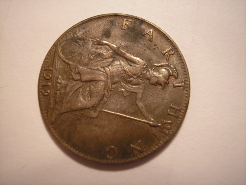 1919, George V, Farthing, KM# 808.2, UK, England - Picture 2 of 9