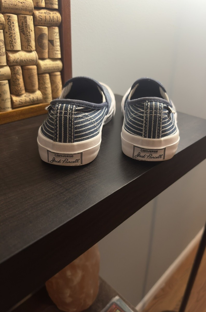 Converse Jack Purcell Striped Slip ons. Size M4 / W5.5, Blue