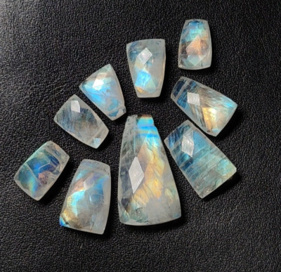 Nice 5A Quality Natural Rainbow Moonstone Briolette Checker Cut Fancy Shape Gems