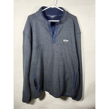 Eddie Bauer Men's Heathered Blue Fleece Pullover Snap Neck Pocket Sweatshirt XXL