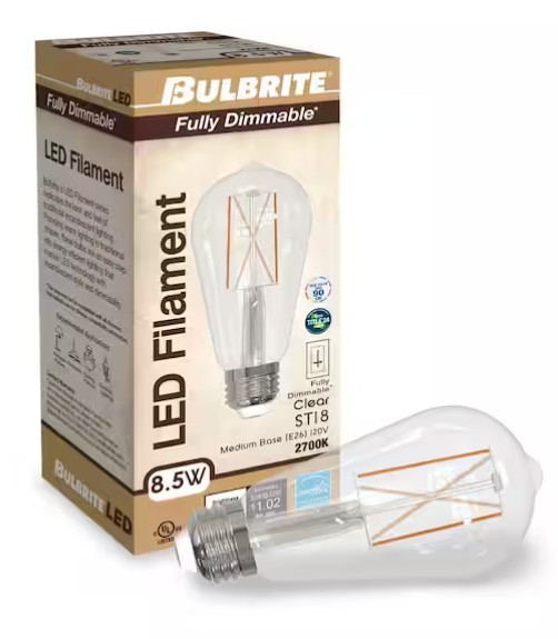 Bulbrite 60-Watt Equiv. Dimmable ST18 LED Light Bulb W/Medium (E26) Base, 2700K