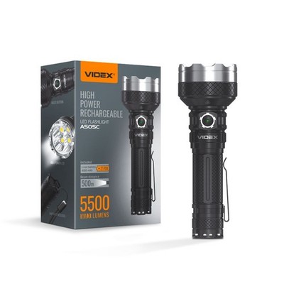 WIEDERAUFLADBARE LED-TASCHENLAMPE VIDEX VLF-A505C 5500Lm 5000K