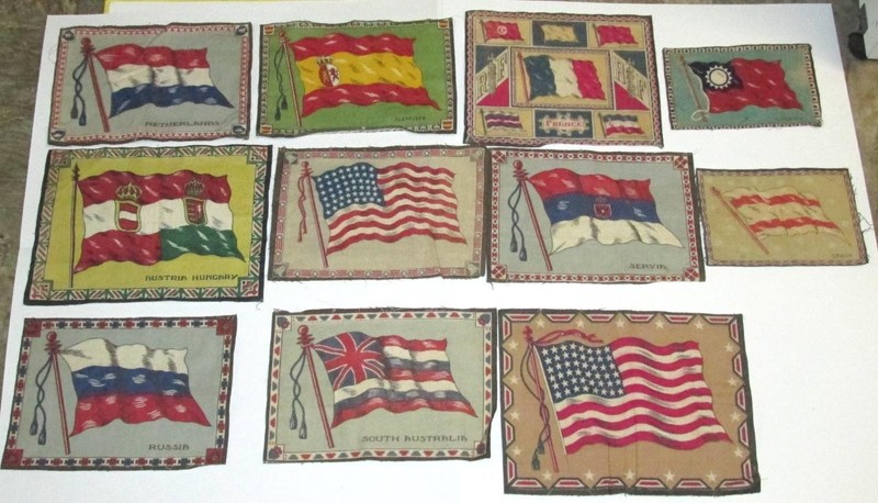 VINTAGE LOT OF 11 FLAG CIGAR FELTS RUSSIA US AUSTRIA HUNGARY SERVIA NETHERLANDS+