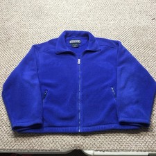 Vintage Lands' End Jacket Mens Large Blue Fleece Full Zip Pockets USA Made 90s