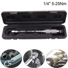 1/4" Adjustable Torque Wrench 5-25Nm Square Hand Ratchet Spanner Tool with Case