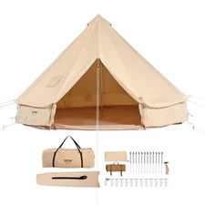 8-10 Person Canvas Glamping Bell Tent, Breathable Waterproof Yurt Tent with Stov