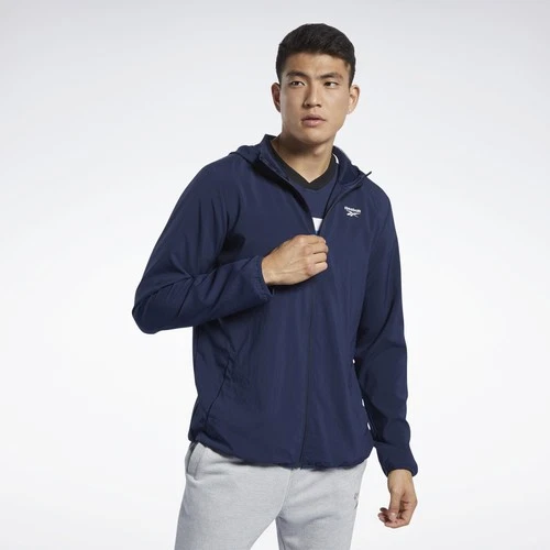 Reebok Men's Training Essentials Jacket Size S Blue Navy Full Zip Light video thumbnail