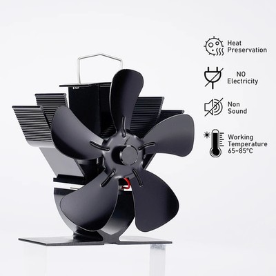 Mini Ofenventilator Wärmebetriebener Kaminventilator leiser 5-Blatt