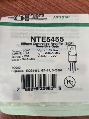NTE5455 Silicon Controlled Rectifier (SCR) Sensitive Gate