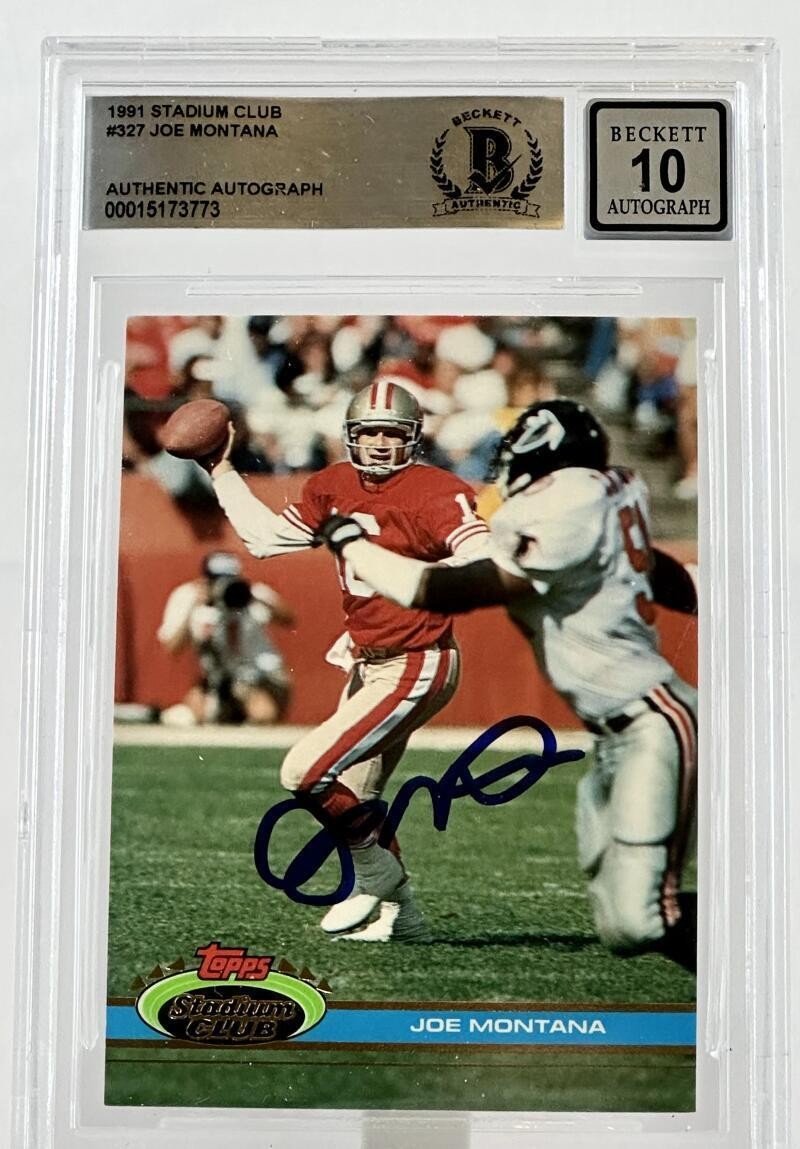 1991 Topps Stadium Club #327 Joe Montana Auto SF 49ers BGS