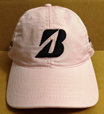 Pink Bridgestone Golf B330 Hat Cap Adjustable Belt Embroidered Black Logos Adult