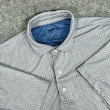 Johnnie-O Polo Shirt Mens Large Blue Dot Print Golf Performance Stretch Casual