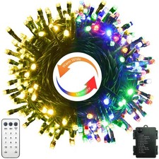 Christmas String Lights Battery Operated, Dual Color Changing 100 LED Fairy L...