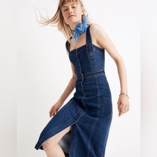 Madewell Denim Covered-Button Dress Size 8