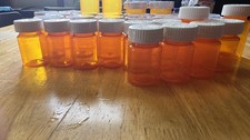 33 Empty Prescription Medicine Bottles Mixed Sizes with Caps Craft Storage