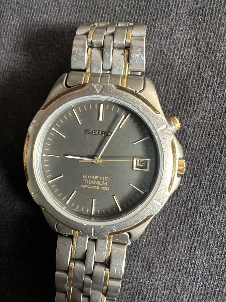 Seiko Kinetic Titanium Sports 100 Gray Dial Two-Tone Titanium