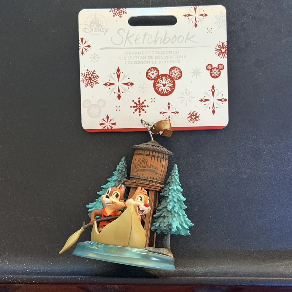 Disney World Ornament Fort Wilderness Resort Campground Chip Dale Canoe Water - Image 2 of 4
