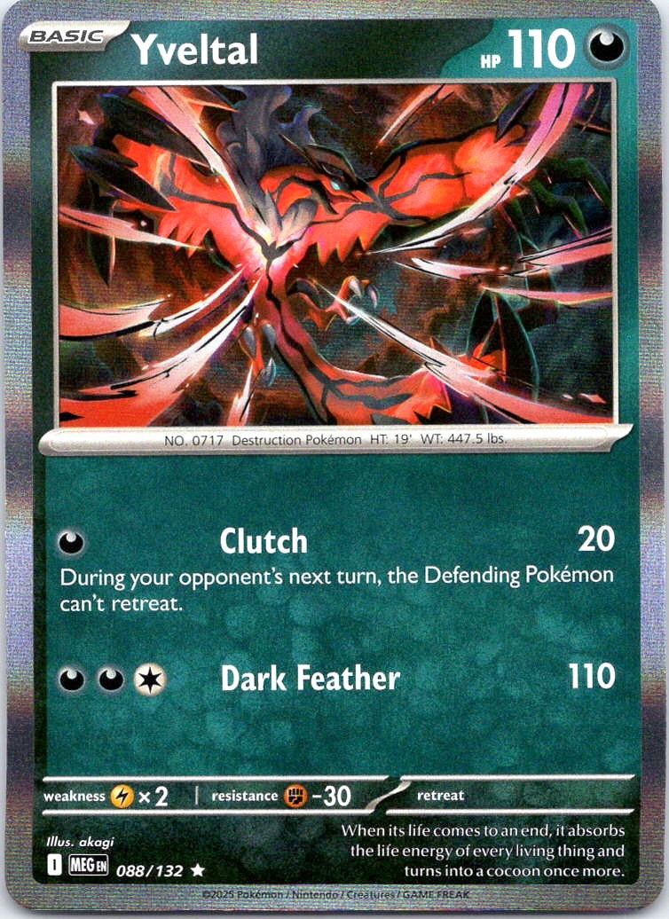 YVELTAL 088/132 RARE MEGA EVOLUTION POKEMON LP HOLO