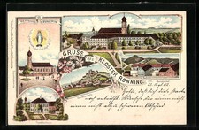 Lithograph Oberroning, Roning Monastery, formerly Castle, economy courtyard, exposure house 