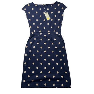 NWT Boden Navy Blue Polka Dot Short Sleeve Dress Size 4 Women's Cotton  Casual | eBay