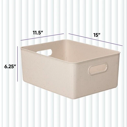 Gerippt Umweltfreundlich Kunststoff Offen Aufbewahrung Behälter Organizer, Groß 15 Liter, 4er Pack - Bild 2 von 9