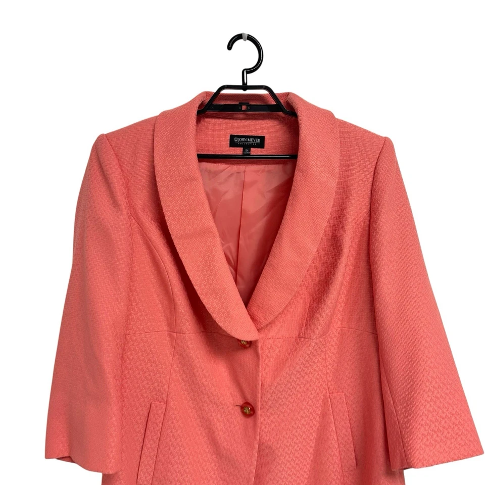 Blazer Largo Mujer Colección John Meyer Suave Color Coral Cuello Talla 18W Foto 3 de 4
