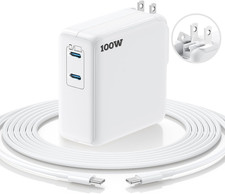 Macbook Pro Charger,100W USB C Charger with Foldable Plug,Dual 75W Ports Fast Ch