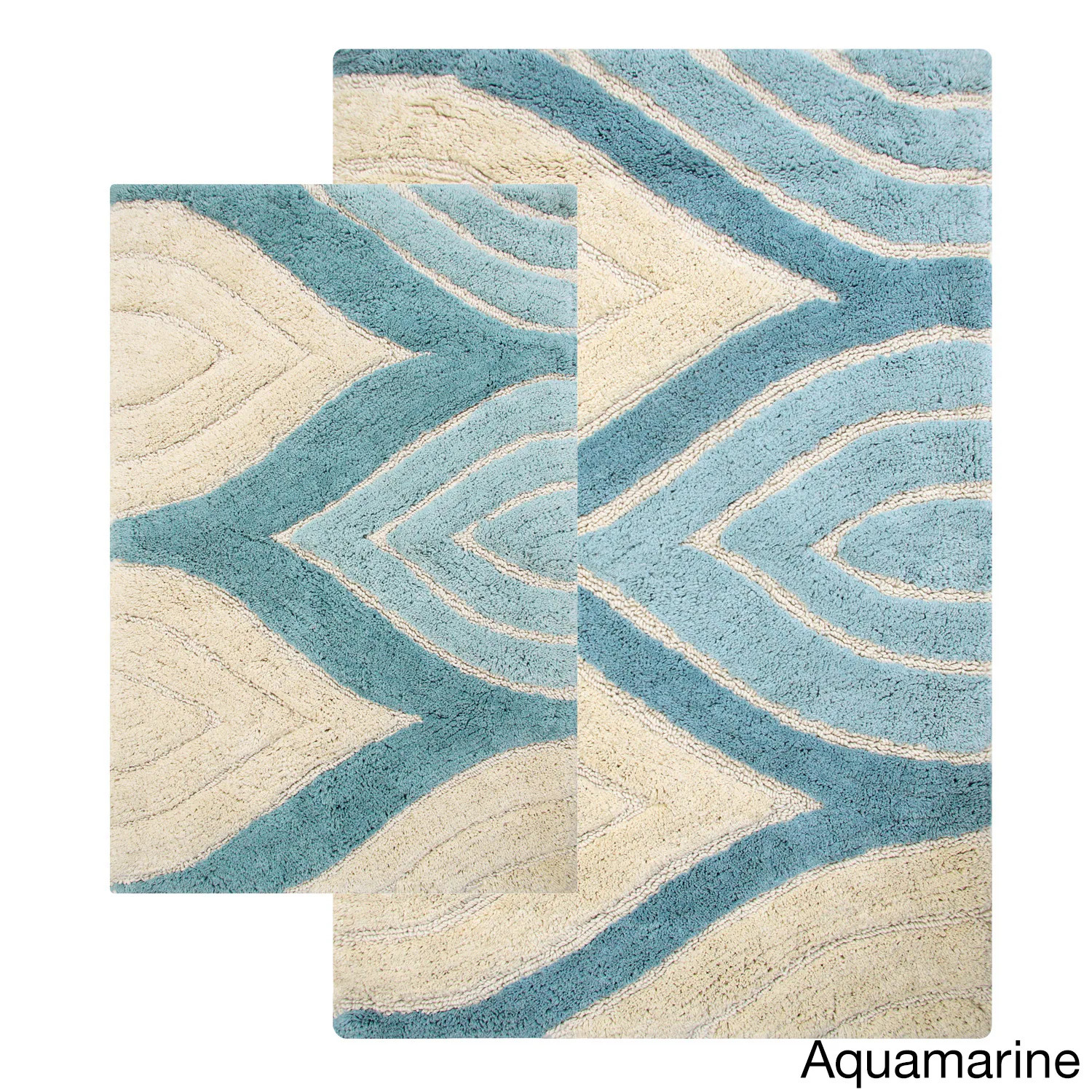 Chesapeake Davenport 2-Piece Bath Rug Set in Aquamarine - 21x34 & 24x40 Inches