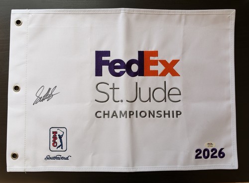 Scottie Scheffler Signed 2026 FedEx St Jude Championship Golf Flag PSA DNA COA 