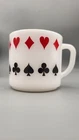 Vintage Federal Milk Glass Playing Card Mug Spades Hearts Diamonds Clubs Pattern