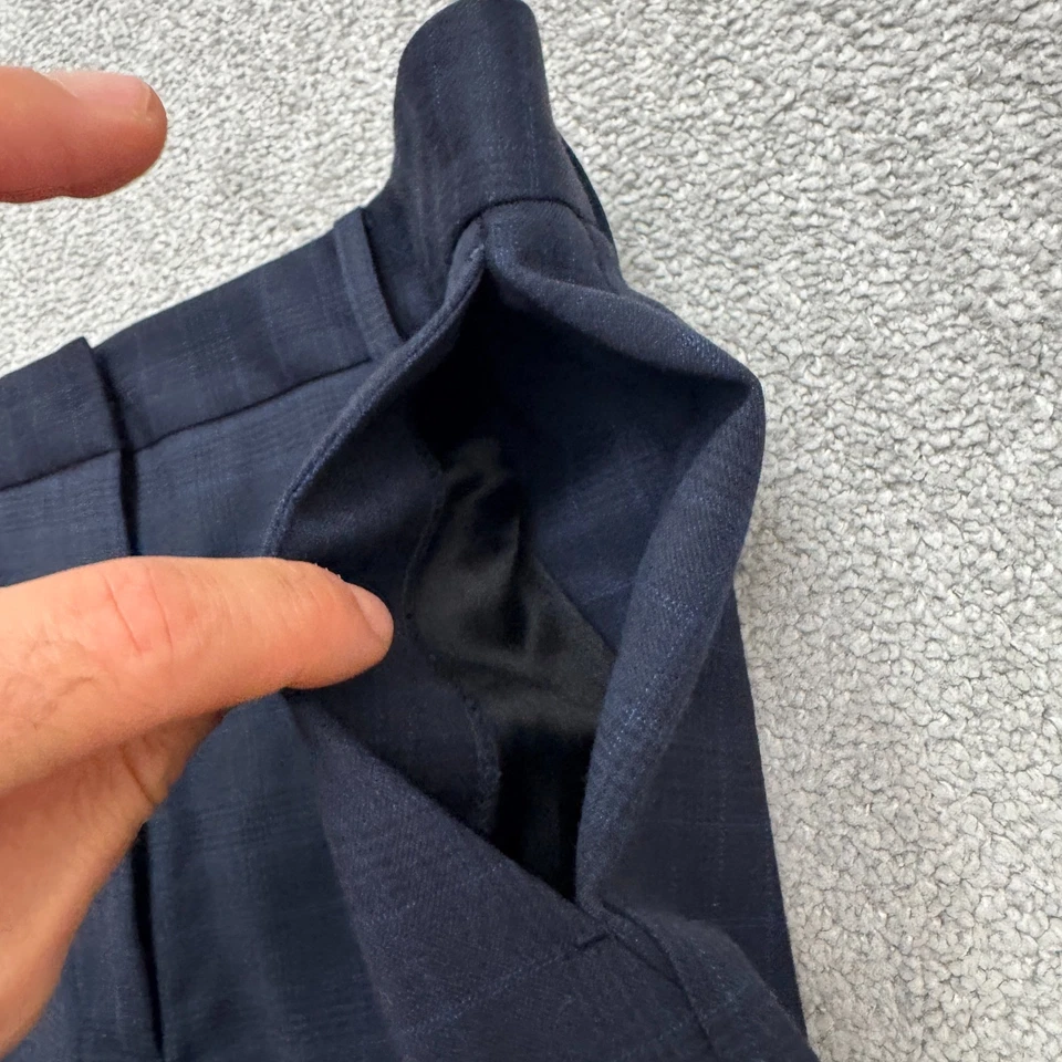 Pantalones de vestir Brooks Brothers Explorer pierna acampanada pantalones para mujer 12 azul marino a cuadros Foto 3 de 4