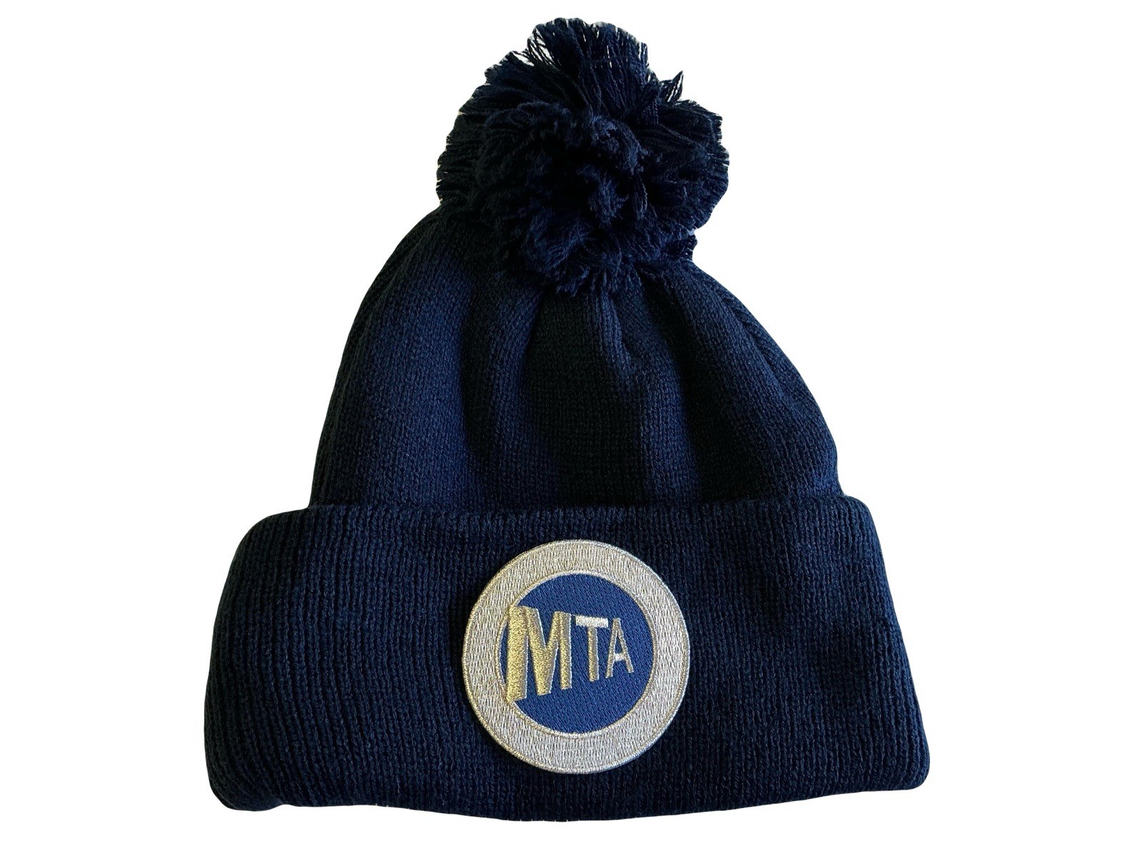MTA BEANIE POM POM HAT COLOR NAVY NEW YORK TRANSIT  SUBWAY  TRAIN