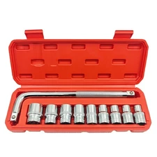 10PCS Metric 1/2 Inch Drive 6-Point Standard 10-24mm Socket and L-type Wrench...