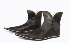 Mittelalter Ritter Schnabel Schuhe Leder Schuhwerk Gaukler Narren LARP sca  L32B