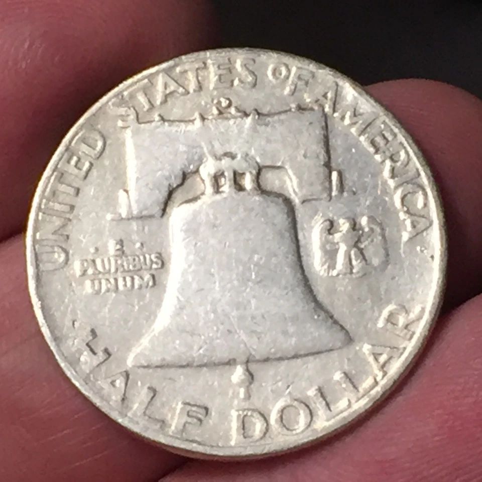 STATI UNITI -MEZZO DOLLARO "FRANKLIN" -HALF DOLLAR 1954 - ARGENTO '900 CAMPANA - Immagine 2 di 2